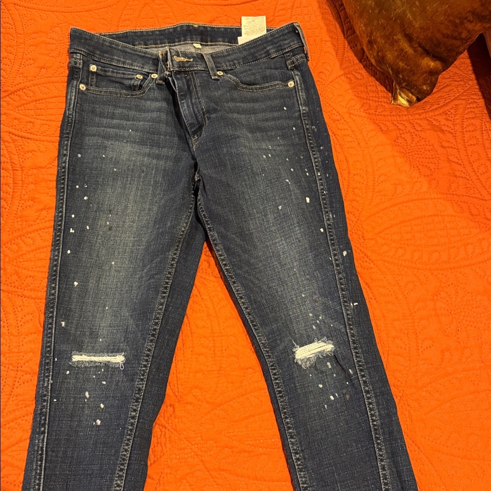 2 PAIR Levis Distressed 711 Skinny ankle Blue Jeans
